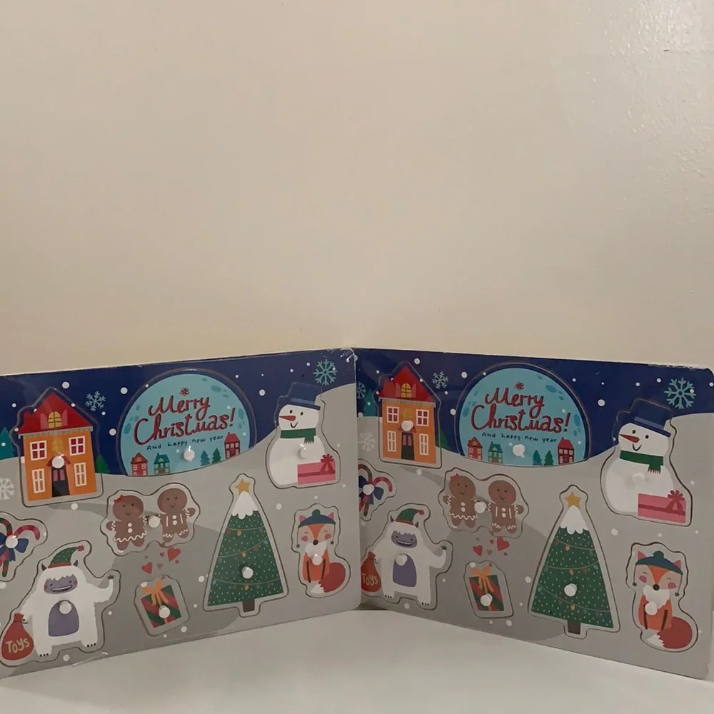 COPY - Christmas Target Bullseye Snowman Wood 9 Pieces Puzzle.